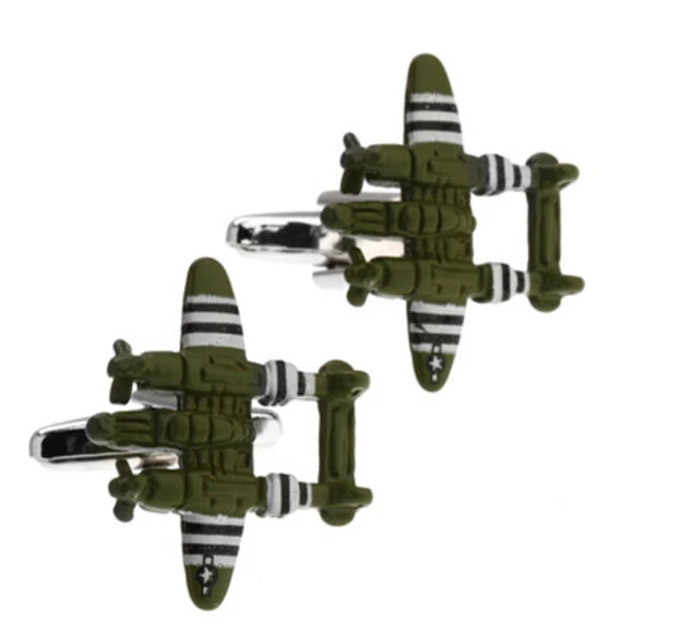 Green Battleplane Style Army Cuff Links Gift