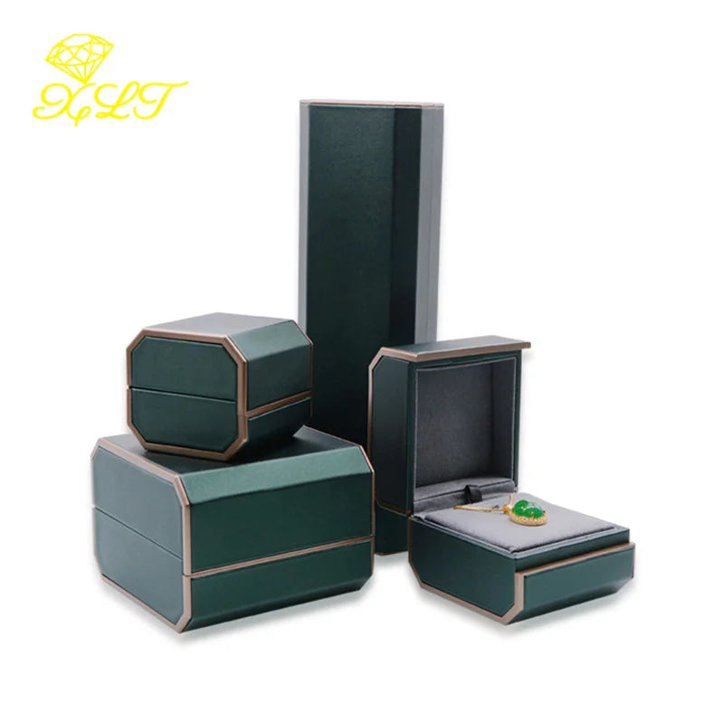 Green Octagonal Magnetic Jewelry Box Pendant Bracelet Set Box