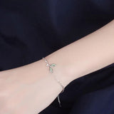 Green Opal Leaf Twig Bracelet 925 Silver Jewelry