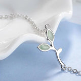 Green Opal Leaf Twig Bracelet 925 Silver Jewelry