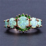 Green Orange Opal Oval Stone Ring Female Crystal Engagement Ring