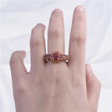 Green Orange Opal Oval Stone Ring Female Crystal Engagement Ring