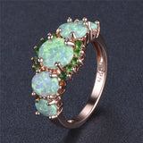 Green Orange Opal Oval Stone Ring Female Crystal Engagement Ring