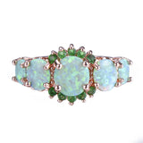 Green Orange Opal Oval Stone Ring Female Crystal Engagement Ring