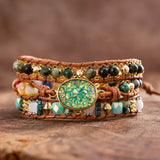 Green Oval Opal Bracelets Golden Link Chain Bangle