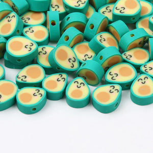 Green Oval Smiley Clay Spacer Beads 20/50/100pcs