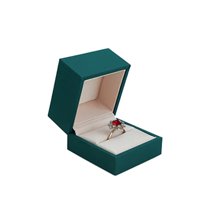 Green PU Leather Jewelry Box Necklace Ring Bracelet Gift Packaging Box