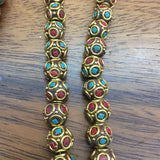 Green Pine Red Coral Nepal Beads For Tibetan Antique Golden Copper Jewelry