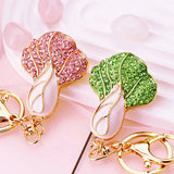 Cabbage Rhinestone Pendant Keychain Crystal Keyring