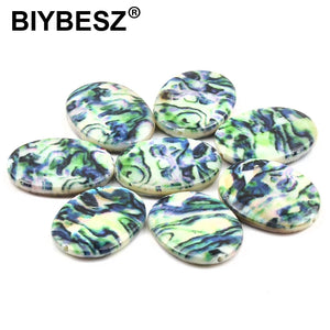 Green Printed Pattern Charm Stone Beads Oval Shape Loose Spacer Shell Beads