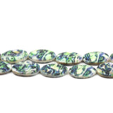 Green Printed Pattern Charm Stone Beads Oval Shape Loose Spacer Shell Beads