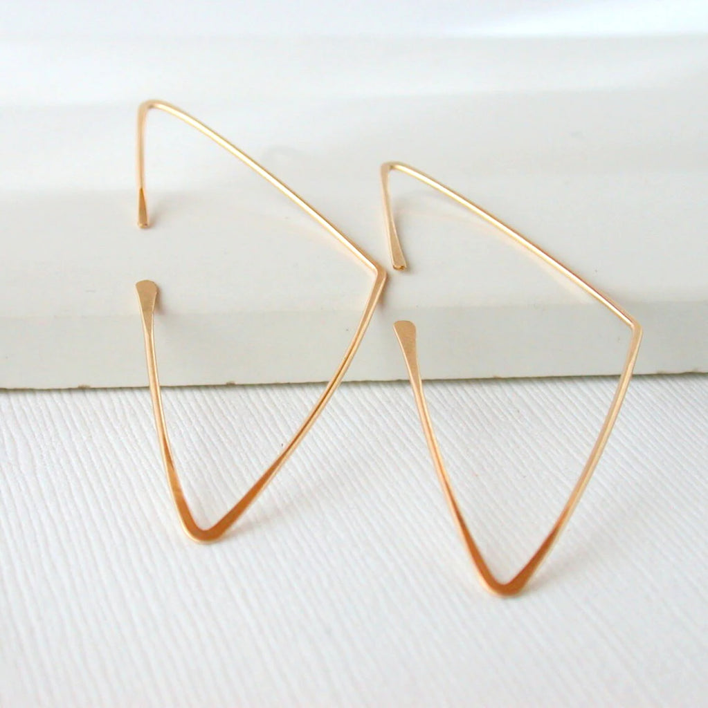 14K Filled/925 Silver Triangle Earrings Vintage Boho Jewelry