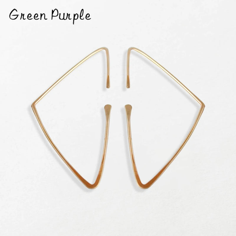 14K Filled/925 Silver Triangle Earrings Vintage Boho Jewelry