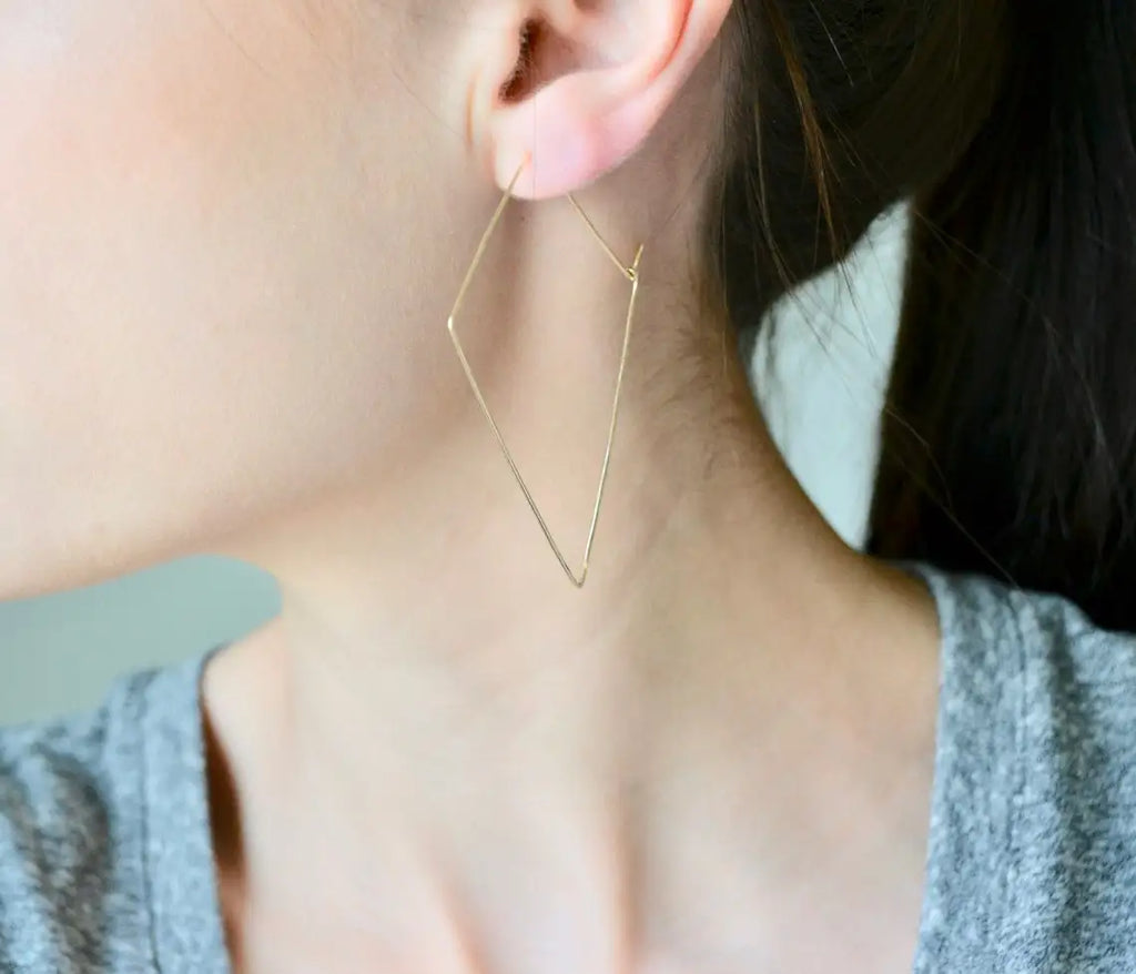 14K Filled Triangle Earring Vintage Jewelry Hoop Earrings Women