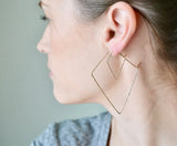 14K Filled Triangle Earring Vintage Jewelry Hoop Earrings Women
