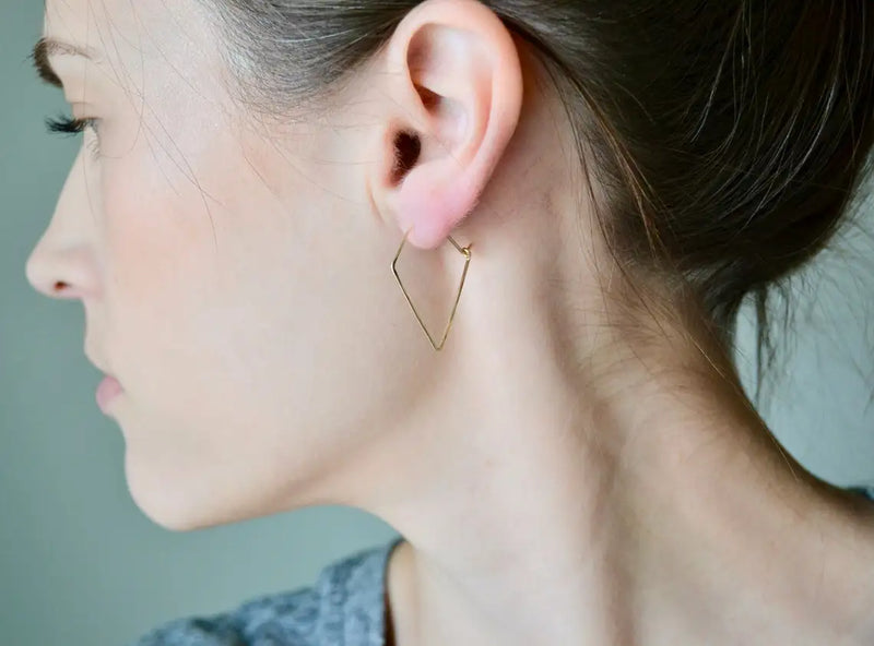14K Filled Triangle Earring Vintage Jewelry Hoop Earrings Women