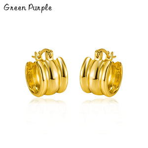 925 Silver Minimalist Hoop Earrings Wide Round Earlobe Buckle