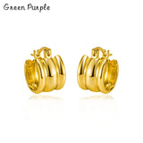 925 Silver Minimalist Hoop Earrings Wide Round Earlobe Buckle