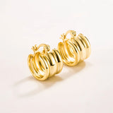 925 Silver Minimalist Hoop Earrings Wide Round Earlobe Buckle