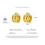 925 Silver Minimalist Hoop Earrings Wide Round Earlobe Buckle