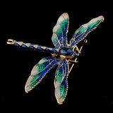 Green Purple Enamel Dragonfly Insects Brooches For Women And Men