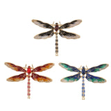 Green Purple Enamel Dragonfly Insects Brooches For Women And Men