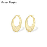 Silver 925 Irregular Texture Hoop Earrings Women Fine Jewelry