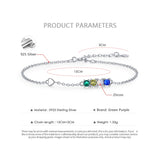 Real 925 Sterling Silver Round Bracelet with Zircon Crystal