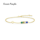 Real 925 Sterling Silver Round Bracelet with Zircon Crystal