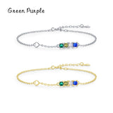 Real 925 Sterling Silver Round Bracelet with Zircon Crystal