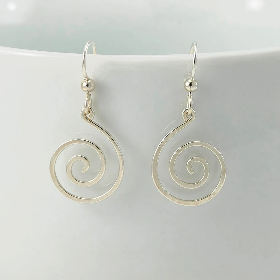 925 Silver/14K Filled Spiral Drop Earrings Natural Fine Jewelry