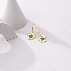 925 Silver Irregular Fragment Stud Earrings Zircon Women's Jewelry Set