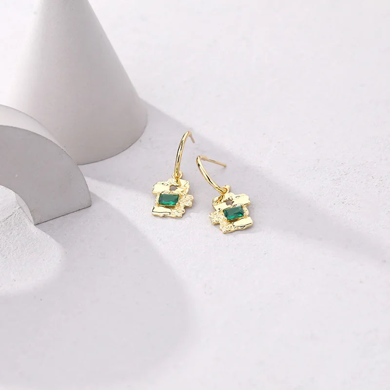 925 Silver Irregular Fragment Stud Earrings Zircon Women's Jewelry Set