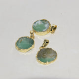 Green Raw Chrysoprase Druzy Stone Round Pendant for Women Jewelry Making