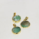 Green Raw Chrysoprase Druzy Stone Round Pendant for Women Jewelry Making