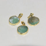 Green Raw Chrysoprase Druzy Stone Round Pendant for Women Jewelry Making