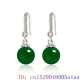 Green Jade Bead Earrings Natural Gemstone 925 Silver