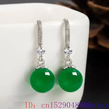 Green Jade Bead Earrings Natural Gemstone 925 Silver