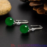 Green Jade Bead Earrings Natural Gemstone 925 Silver