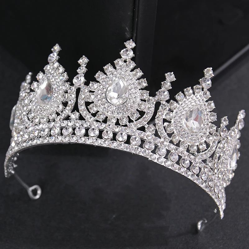 Green Red Crystal Rhinestone Wedding Hair Accessories Tiaras Crown Queen Diadems