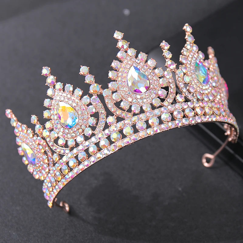 Green Red Crystal Rhinestone Wedding Hair Accessories Tiaras Crown Queen Diadems