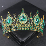 Green Red Crystal Rhinestone Wedding Hair Accessories Tiaras Crown Queen Diadems