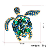 Green Rhinestone Turtle Brooches for Men Women, Animal Party Causal Brooch Pins