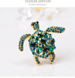 Green Rhinestone Turtle Brooches for Men Women, Animal Party Causal Brooch Pins