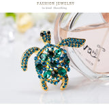 Green Rhinestone Turtle Brooches for Men Women, Animal Party Causal Brooch Pins