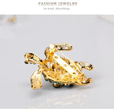 Green Rhinestone Turtle Brooches for Men Women, Animal Party Causal Brooch Pins
