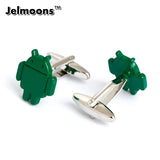 Men's Green Robot Cufflinks For Shirt