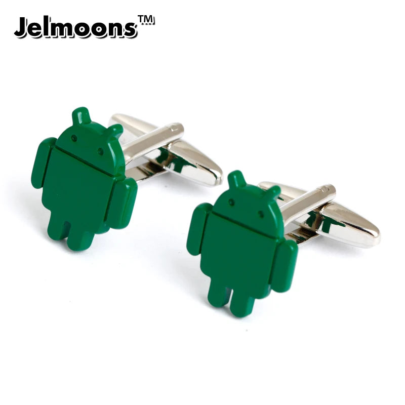 Men's Green Robot Cufflinks For Shirt