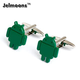 Men's Green Robot Cufflinks For Shirt