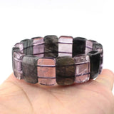 Green Rutilated Quartz & Amethyst Stone Beads Bracelet Bangle